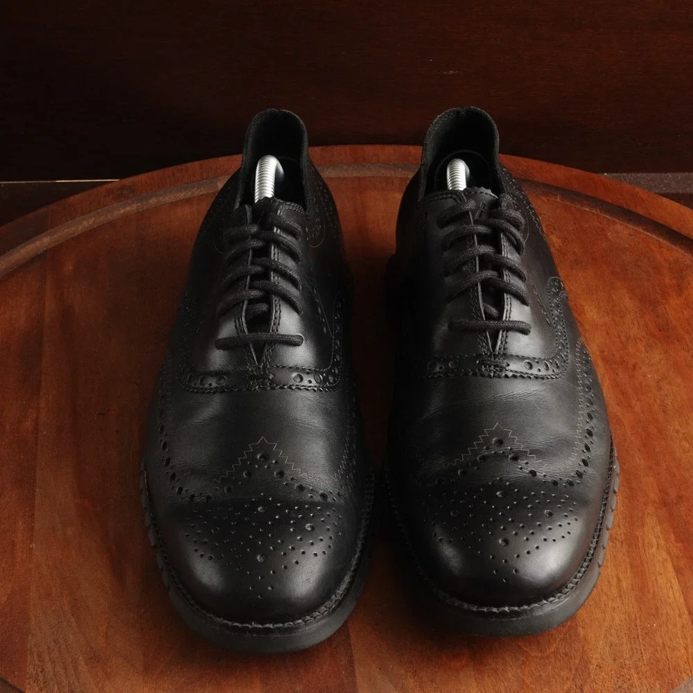 Cole Haan Oxfords Mens SZ 10.5M BLK ZeroGrand Wingtip Leather Office Career Shoe